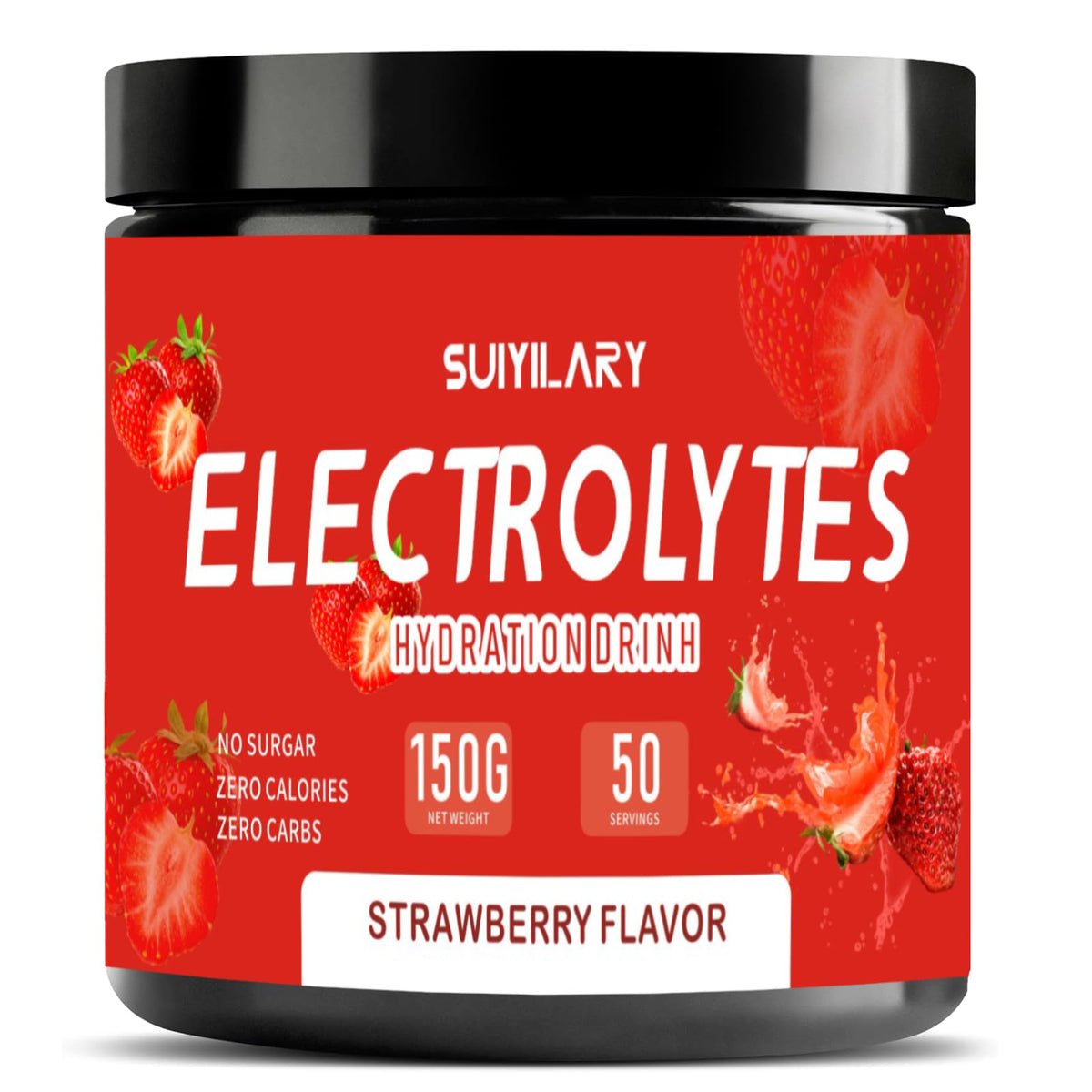 Electrolytes Powder No Sugar No Carbs Keto Daily Electrolyte Drink Mix Potassium & Salt Hydration Powder Electrolytes Zero Calorie Sugar Free Electrolyte Powder Strawberry 50 Servings